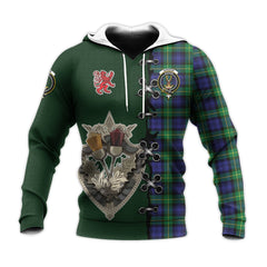 Gordon Modern Tartan Hoodie - Lion Rampant And Celtic Thistle Style