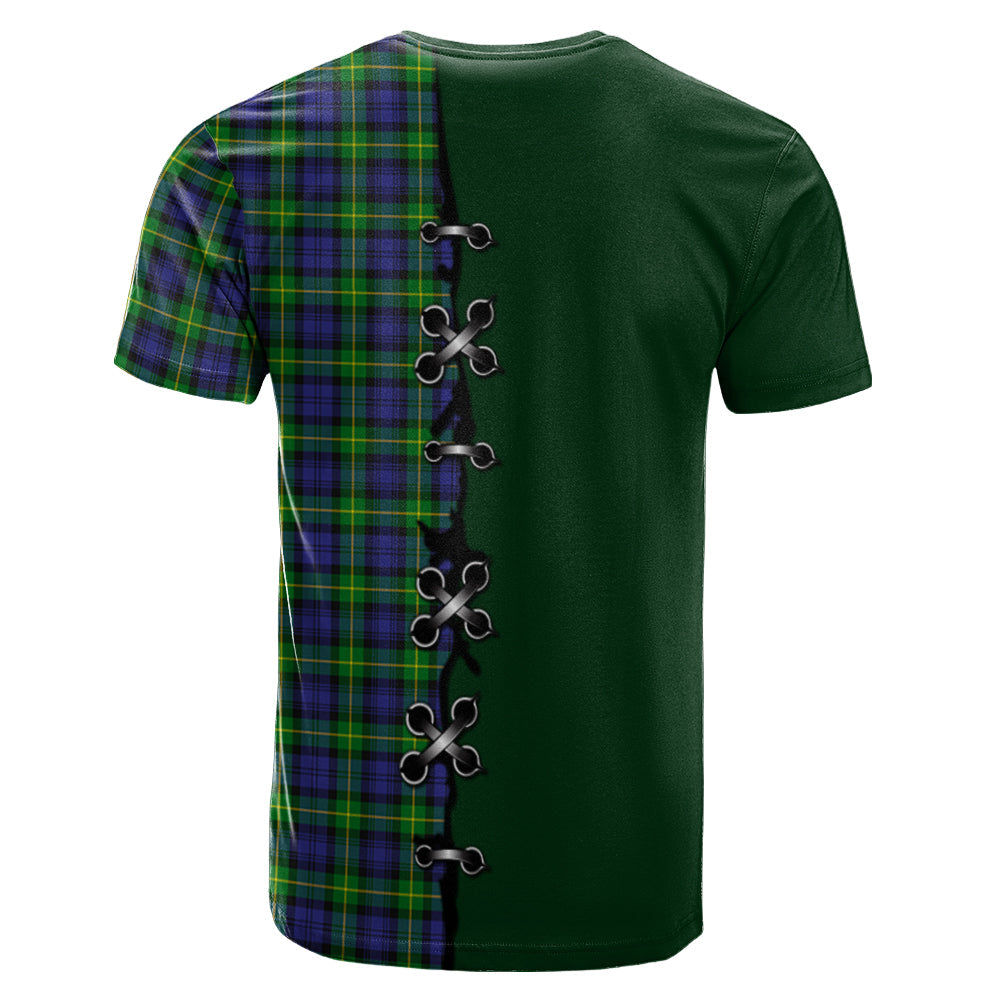 Gordon Modern Tartan T-shirt - Lion Rampant And Celtic Thistle Style