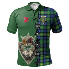 Gordon Old Ancient Tartan Polo Shirt - Lion Rampant And Celtic Thistle Style