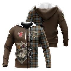 Gordon Weathered Tartan Hoodie - Lion Rampant And Celtic Thistle Style