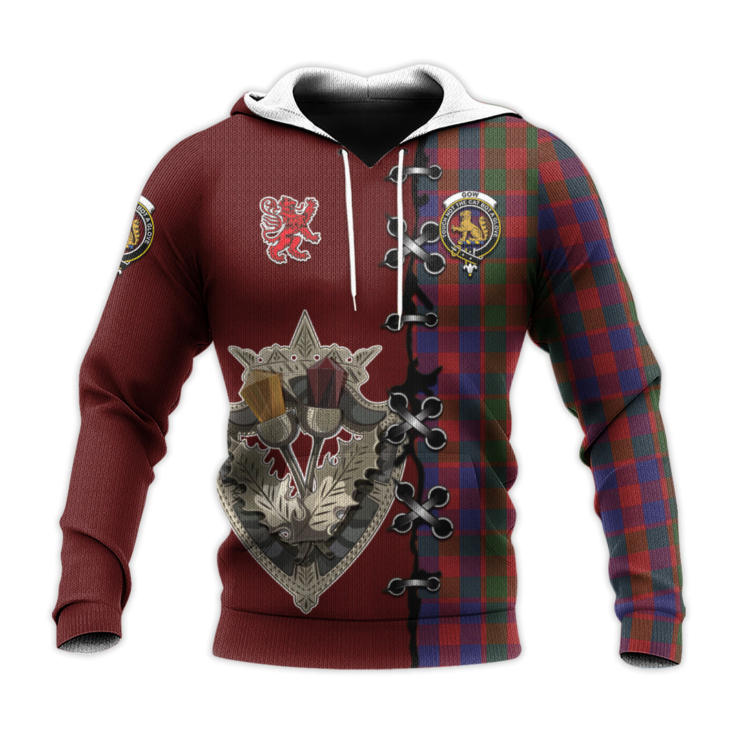 Gow Tartan Hoodie - Lion Rampant And Celtic Thistle Style