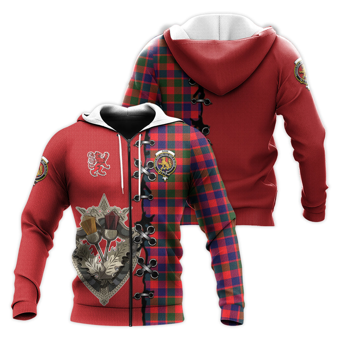 Gow Modern Tartan Hoodie - Lion Rampant And Celtic Thistle Style