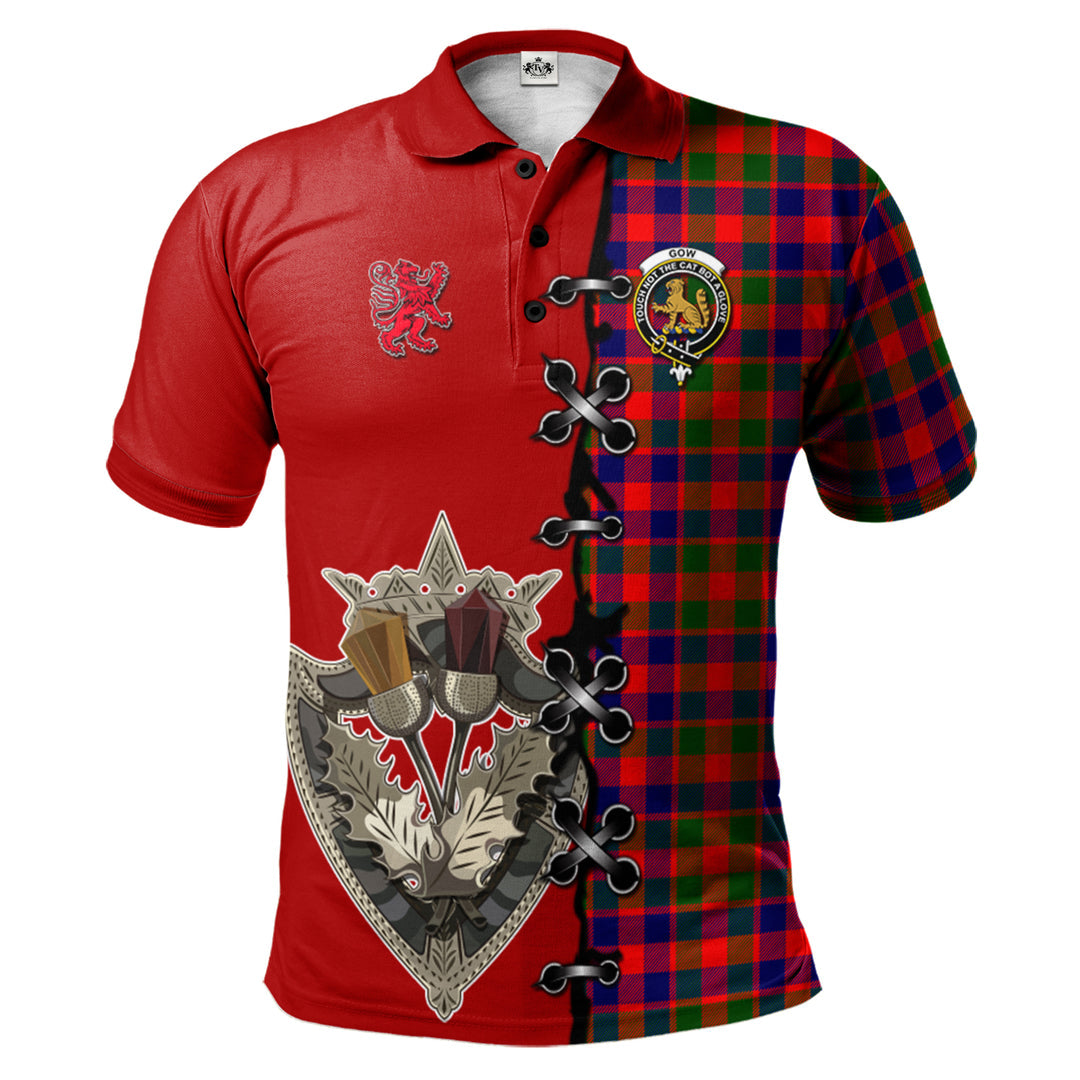 Gow Modern Tartan Polo Shirt - Lion Rampant And Celtic Thistle Style