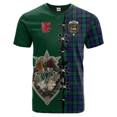 Graham of Menteith Tartan T-shirt - Lion Rampant And Celtic Thistle Style