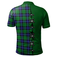 Graham of Menteith Modern Tartan Polo Shirt - Lion Rampant And Celtic Thistle Style