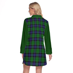 Graham Of Menteith Modern Tartan Women's Lapel Shirt Dress With Long Sleeve