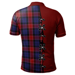 Graham of Menteith Red Tartan Polo Shirt - Lion Rampant And Celtic Thistle Style