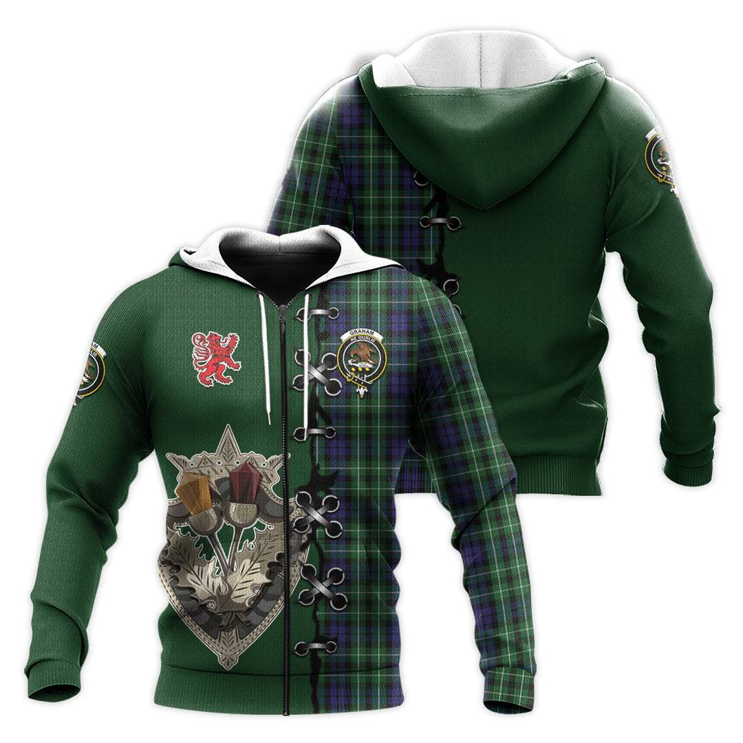 Graham of Montrose Tartan Hoodie - Lion Rampant And Celtic Thistle Style