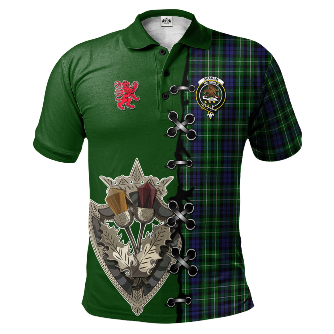 Graham of Montrose Tartan Polo Shirt - Lion Rampant And Celtic Thistle Style