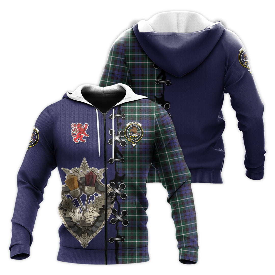 Graham of Montrose Modern Tartan Hoodie - Lion Rampant And Celtic Thistle Style