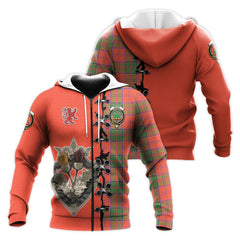 Grant Ancient Tartan Hoodie - Lion Rampant And Celtic Thistle Style