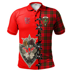 Grant Modern Tartan Polo Shirt - Lion Rampant And Celtic Thistle Style