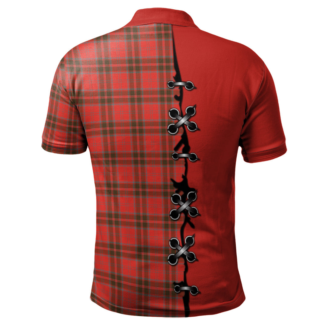 Grant Weathered Tartan Polo Shirt - Lion Rampant And Celtic Thistle Style