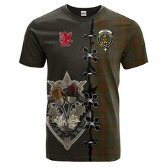 Gray Tartan T-shirt - Lion Rampant And Celtic Thistle Style