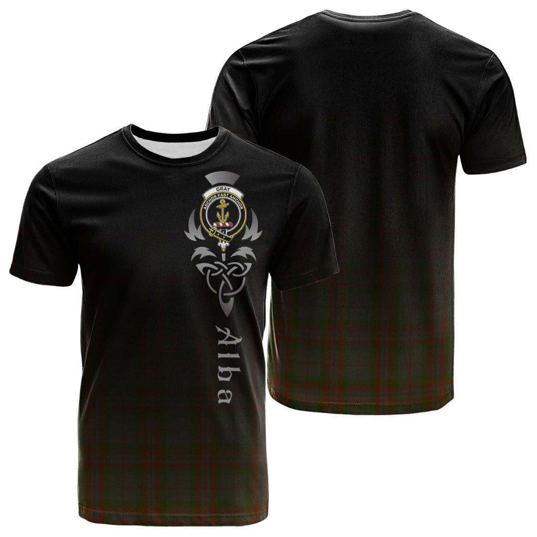 Gray Tartan Crest T-shirt - Alba Celtic Style