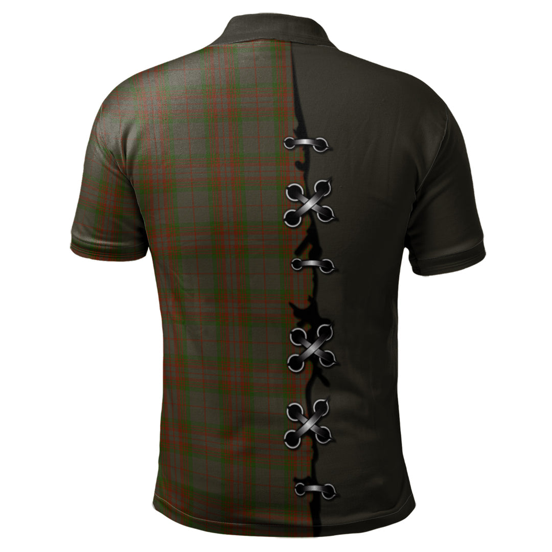 Gray Tartan Polo Shirt - Lion Rampant And Celtic Thistle Style