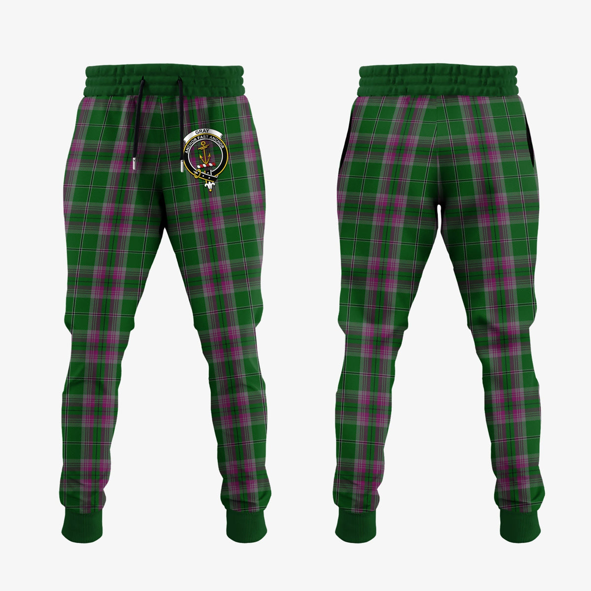 Gray Hunting Tartan Crest Jogger Sweatpants