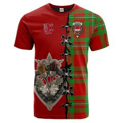 Grierson Tartan T-shirt - Lion Rampant And Celtic Thistle Style