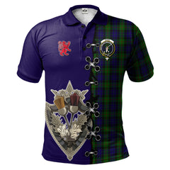 Gunn Tartan Polo Shirt - Lion Rampant And Celtic Thistle Style