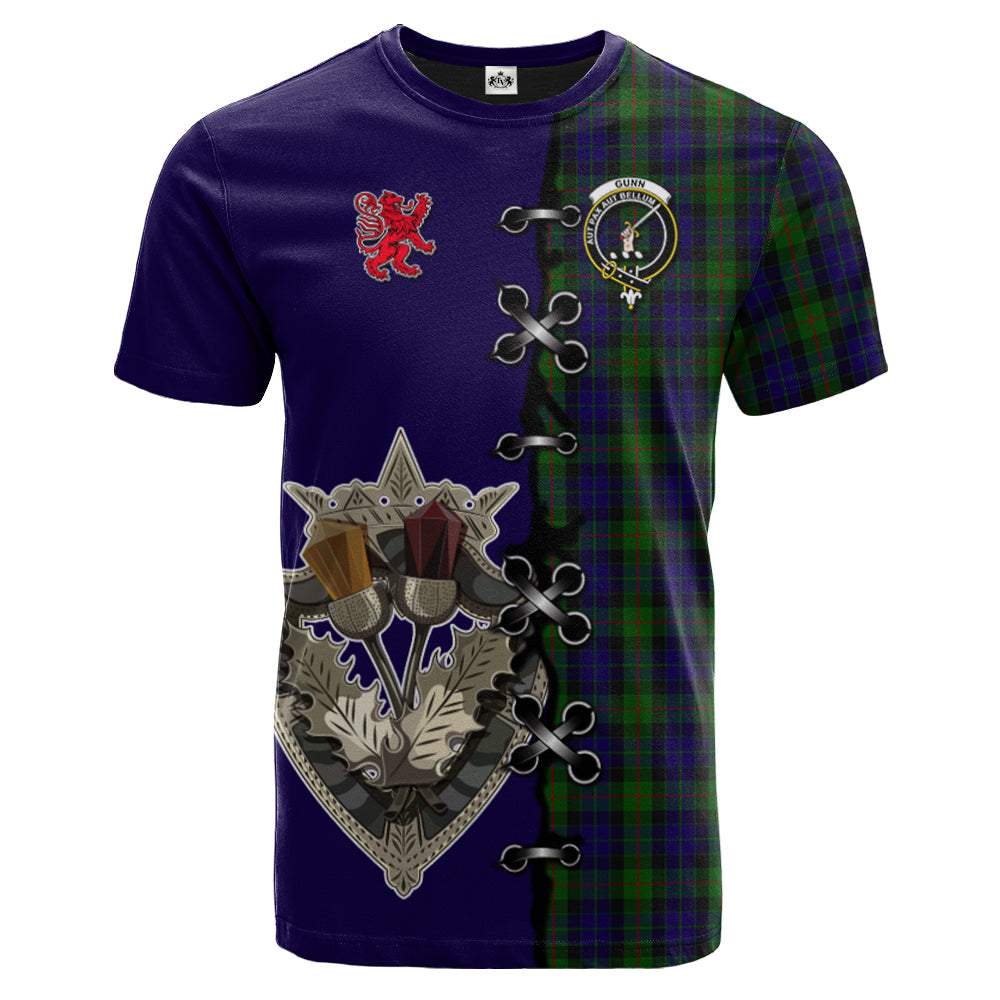 Gunn Tartan T-shirt - Lion Rampant And Celtic Thistle Style