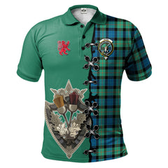 Gunn Ancient Tartan Polo Shirt - Lion Rampant And Celtic Thistle Style