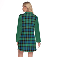 Gunn Ancient Tartan Women's Lapel Shirt Dress With Long Sleeve