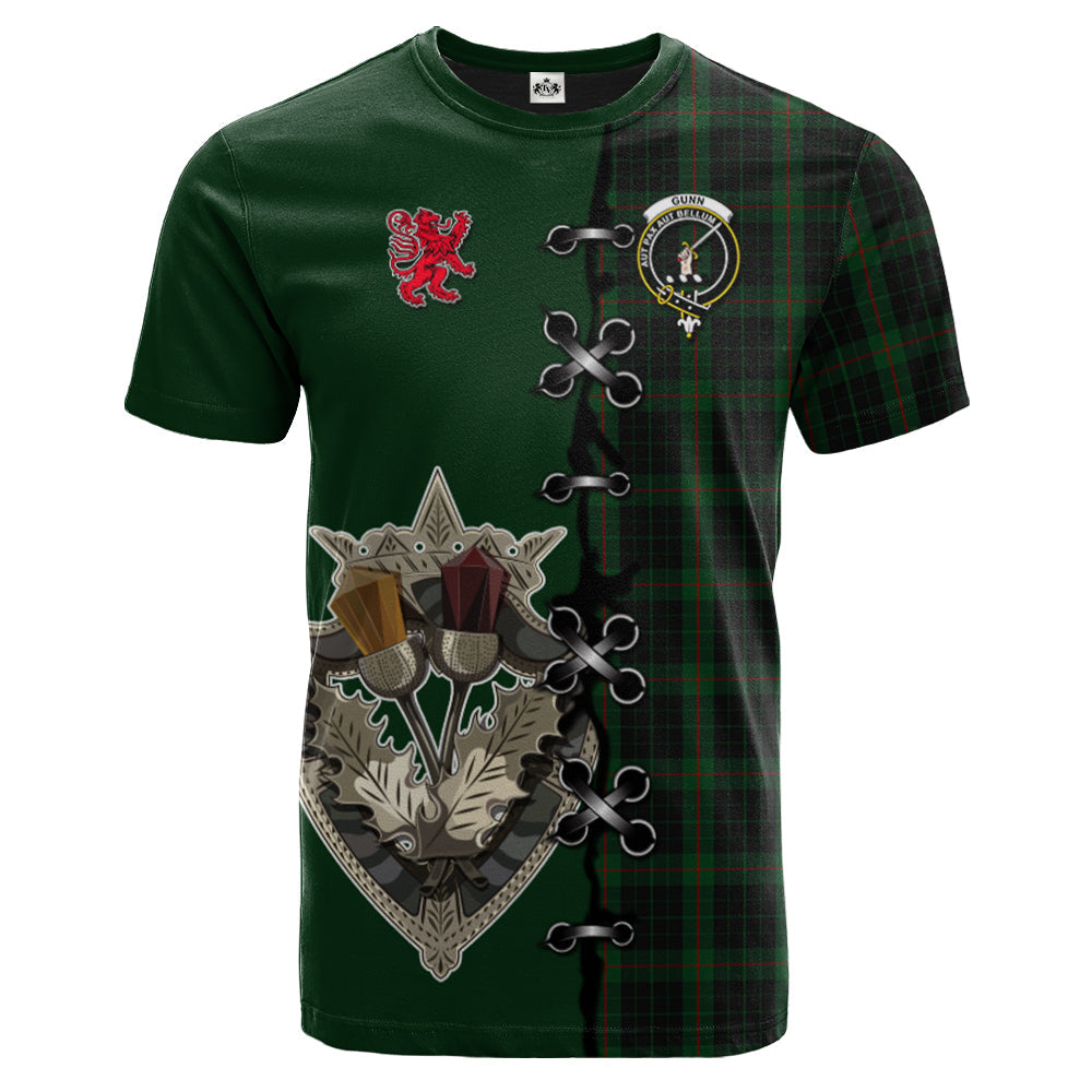 Gunn Logan Tartan T-shirt - Lion Rampant And Celtic Thistle Style