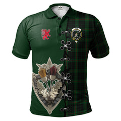 Gunn Logan Tartan Polo Shirt - Lion Rampant And Celtic Thistle Style