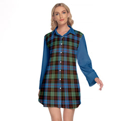 Guthrie Ancient Tartan Women's Lapel Shirt Dress With Long Sleeve