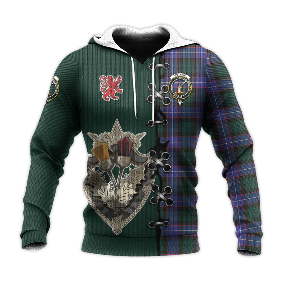 Guthrie Modern Tartan Hoodie - Lion Rampant And Celtic Thistle Style