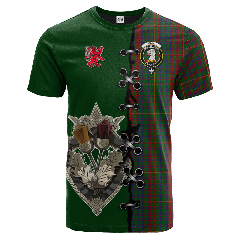 Hall Tartan T-shirt - Lion Rampant And Celtic Thistle Style