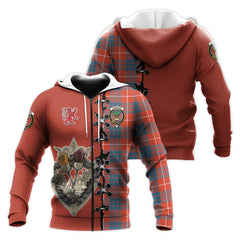 Hamilton Ancient Tartan Hoodie - Lion Rampant And Celtic Thistle Style