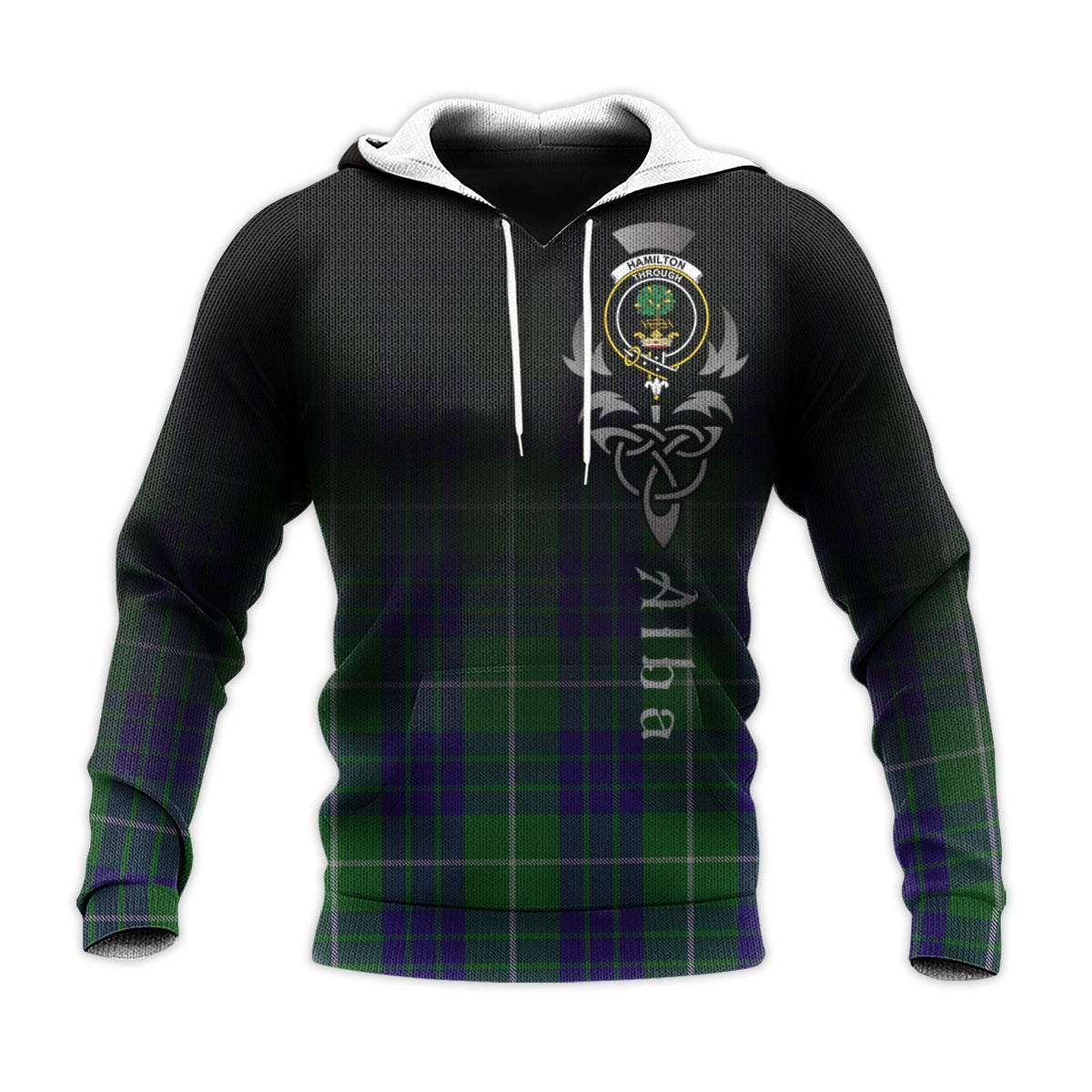 Hamilton Green Hunting Tartan Hoodie - Alba Celtic Style