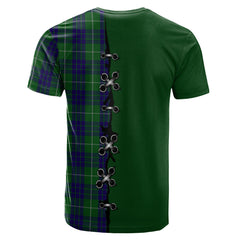 Hamilton Green Hunting Tartan T-shirt - Lion Rampant And Celtic Thistle Style