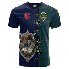 Hamilton Hunting Tartan T-shirt - Lion Rampant And Celtic Thistle Style