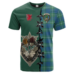 Hamilton Hunting Ancient Tartan T-shirt - Lion Rampant And Celtic Thistle Style