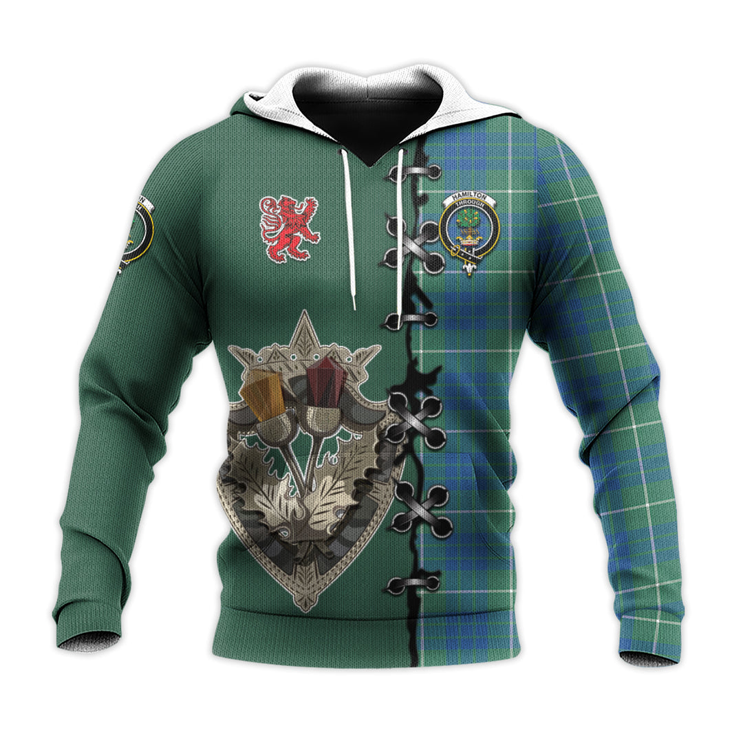 Hamilton Hunting Ancient Tartan Hoodie - Lion Rampant And Celtic Thistle Style