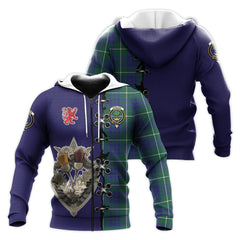 Hamilton Hunting Modern Tartan Hoodie - Lion Rampant And Celtic Thistle Style