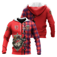 Hamilton Modern Tartan Hoodie - Lion Rampant And Celtic Thistle Style