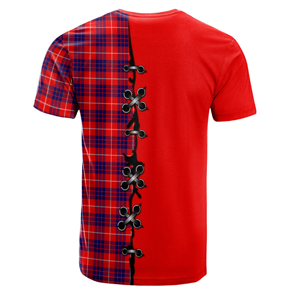 Hamilton Modern Tartan T-shirt - Lion Rampant And Celtic Thistle Style