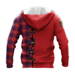 Hamilton Modern Tartan Hoodie - Lion Rampant And Celtic Thistle Style