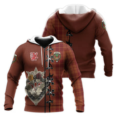 Hamilton Red Tartan Hoodie - Lion Rampant And Celtic Thistle Style