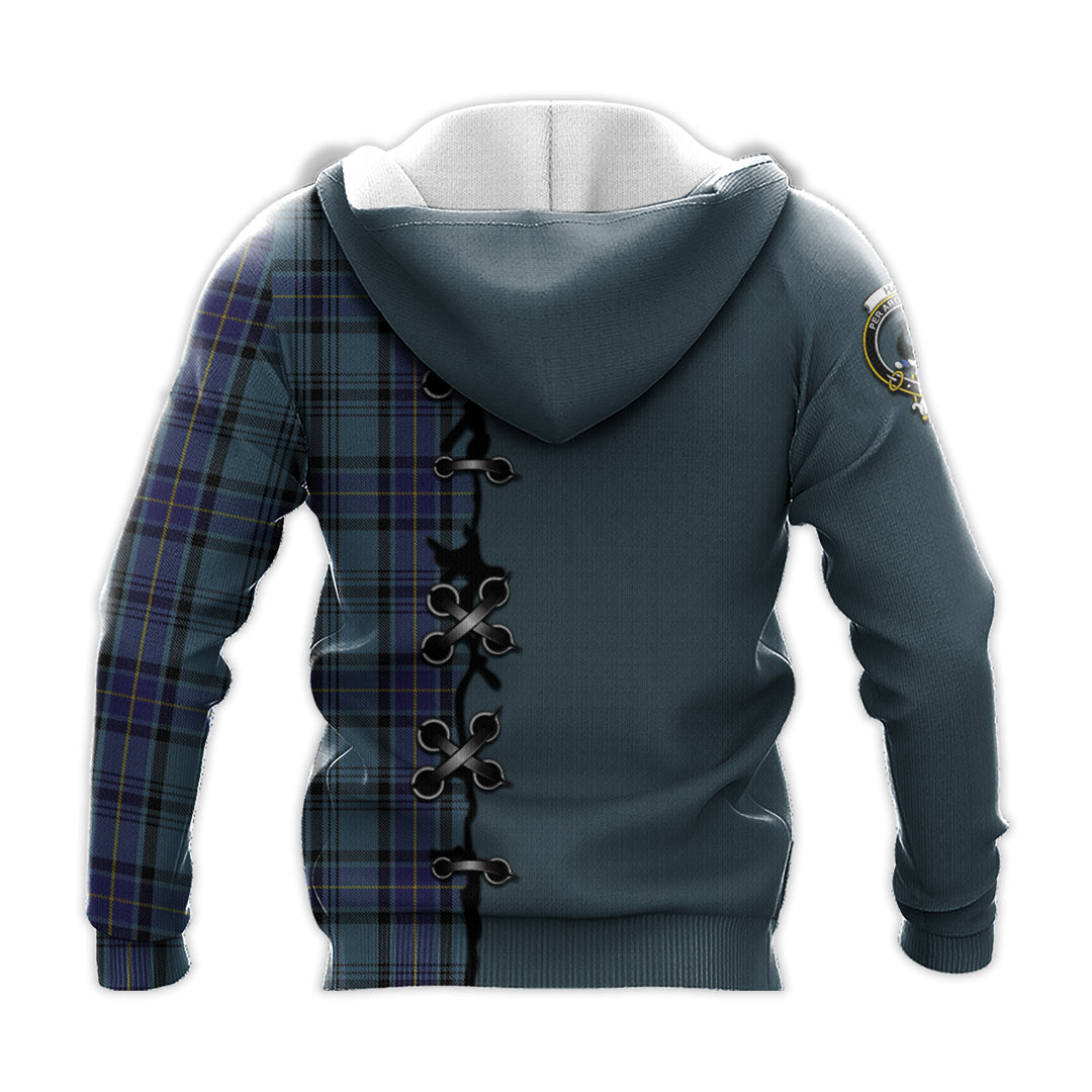 Hannay Blue Tartan Hoodie - Lion Rampant And Celtic Thistle Style