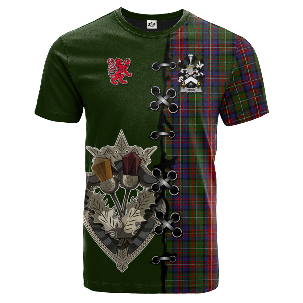 Hargis Tartan T-shirt - Lion Rampant And Celtic Thistle Style