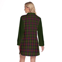 Hargis Tartan Women's Lapel Shirt Dress With Long Sleeve