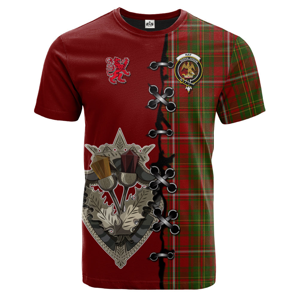 Hay Tartan T-shirt - Lion Rampant And Celtic Thistle Style