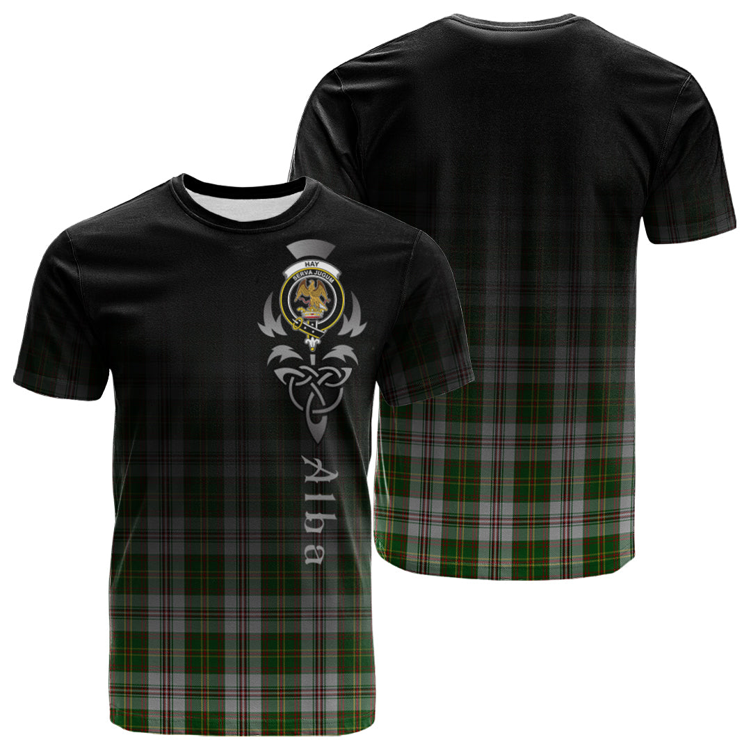 Hay White Dress Tartan Crest T-shirt - Alba Celtic Style