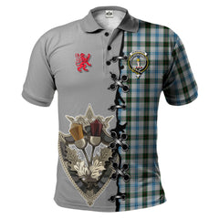 Henderson Dress Tartan Polo Shirt - Lion Rampant And Celtic Thistle Style