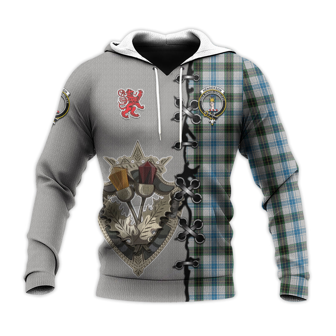 Henderson Dress Tartan Hoodie - Lion Rampant And Celtic Thistle Style