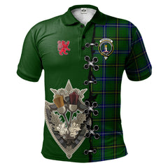 Henderson Modern Tartan Polo Shirt - Lion Rampant And Celtic Thistle Style